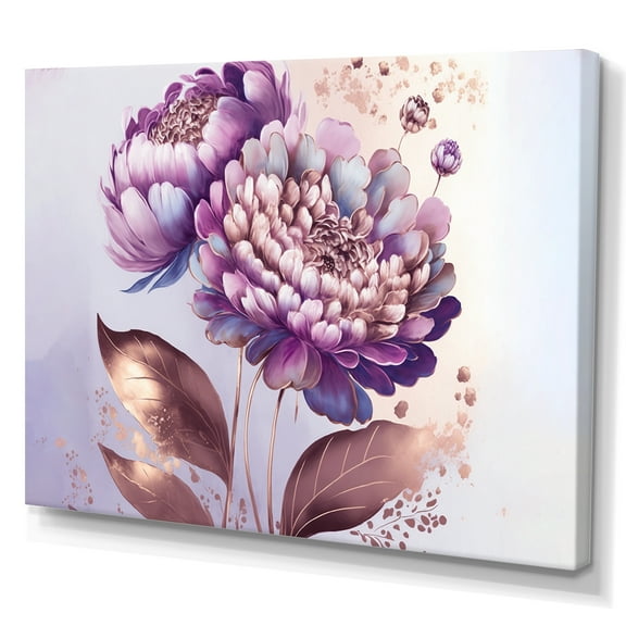 Designart Pink And Gold Zinnia Flowers II Canvas Wall Art