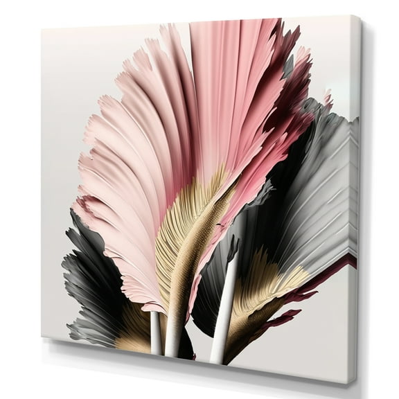Designart Pink And Grey Gerbera Hyperrealistic Flowers Canvas Wall Art