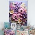 thumbnail image 1 of Designart "Pink And Purple Needlepoint Pansies" Pansies Floater Framed Canvas Wall Art, 1 of 5