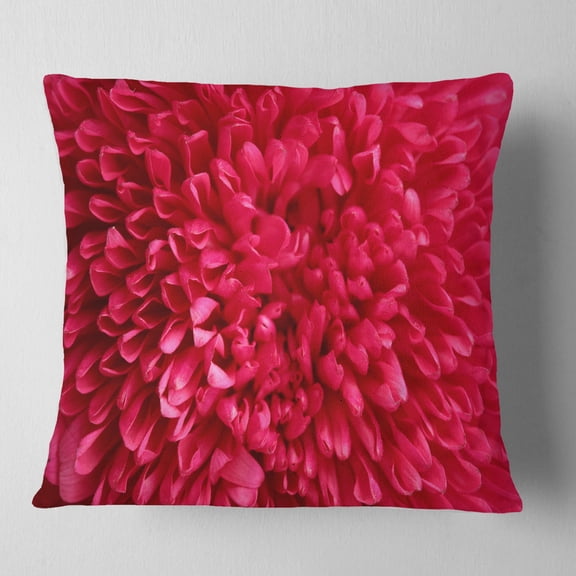 Designart Pink Aster Flower Petals Close up - Floral Throw Pillow - 16x16