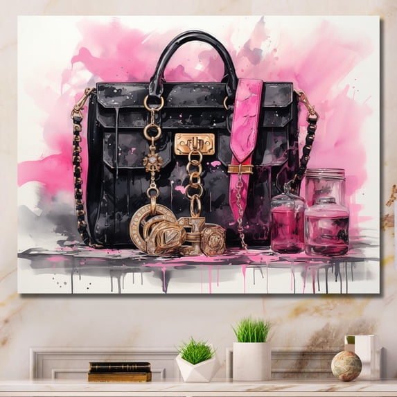 Designart "Pink Bag Envy The Designer s Touch II" Fashion Canvas Print