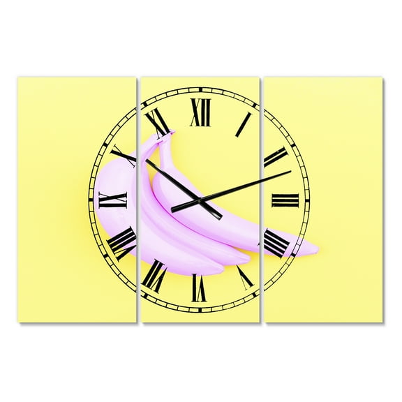 Designart 'Pink Banana' Oversized Modern Wall Clock