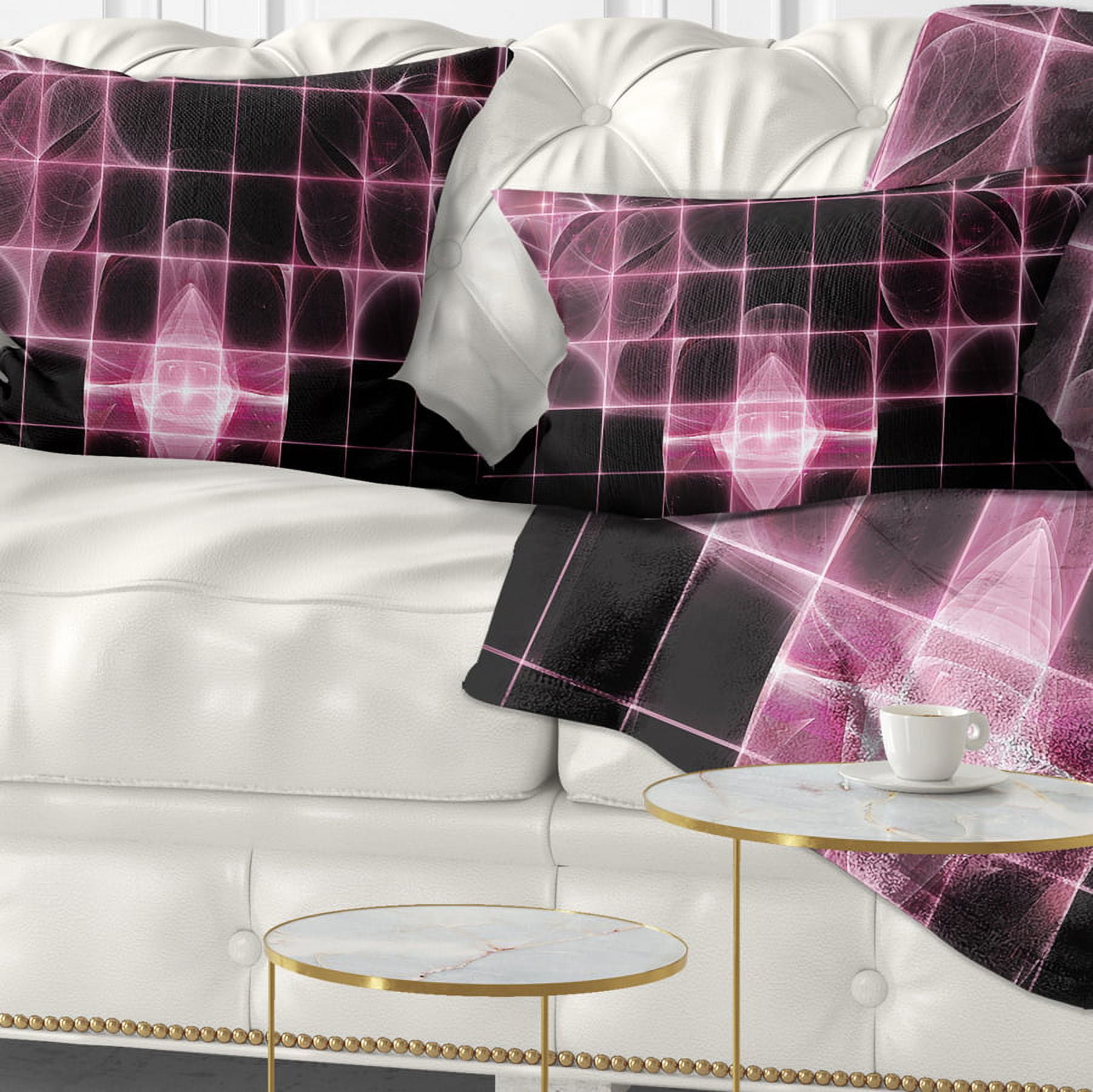 Designart Pink Bat Outline on Radar - Abstract Throw Pillow - 12x20
