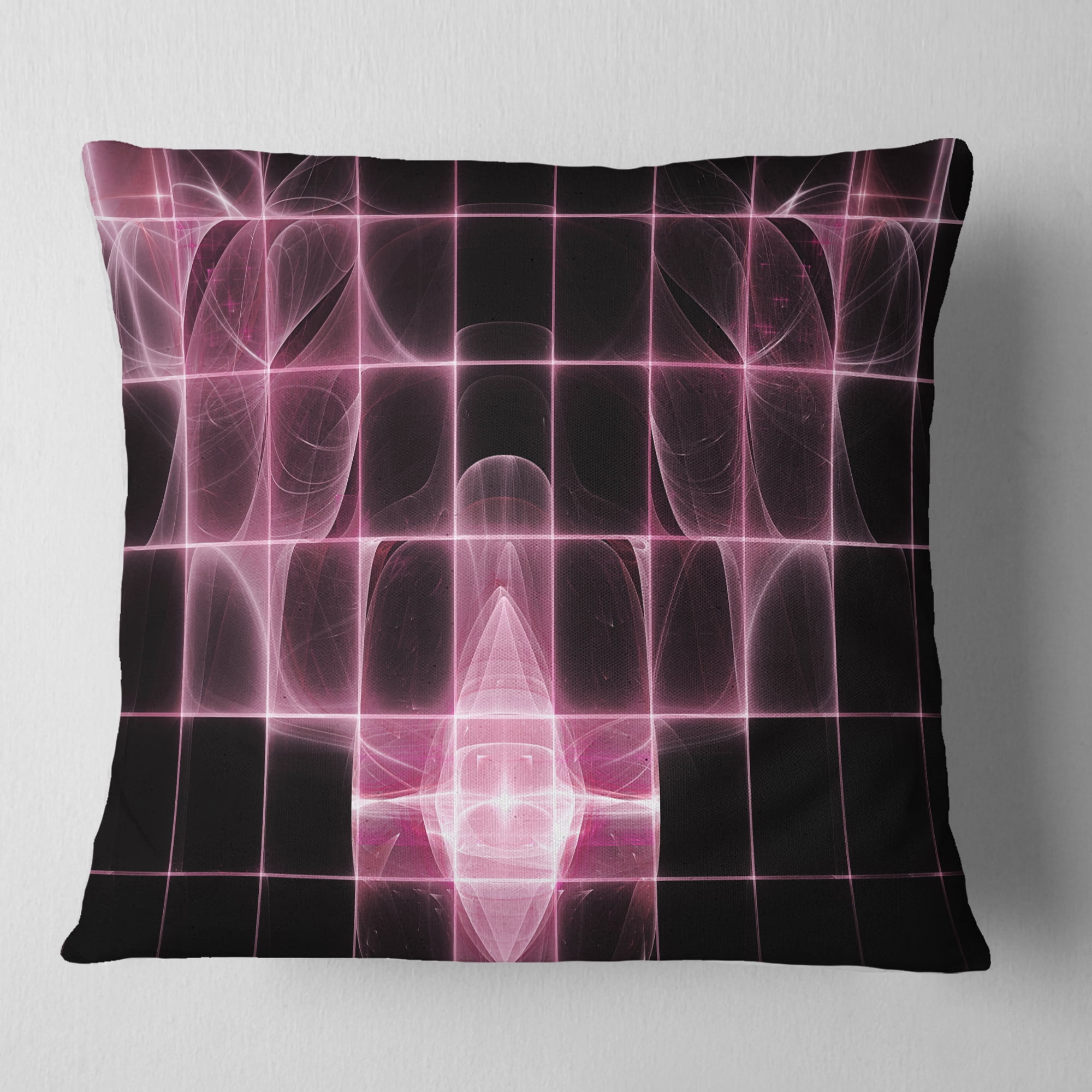 Designart Pink Bat Outline on Radar - Abstract Throw Pillow - 18x18