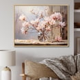 thumbnail image 1 of Designart "Pink Beige Magnolias love expression" Floral Floater Framed Canvas Art Print, 1 of 7