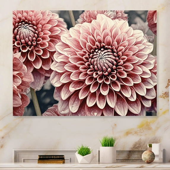 Designart "Pink Black Garden Dahlia Palette Vibrant Contrasts" Dahlia Metal Art Print