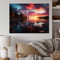 thumbnail image 1 of Designart "Pink Black Sunrise Majestic horizon II" Landscapes Canvas Wall Art, 1 of 5