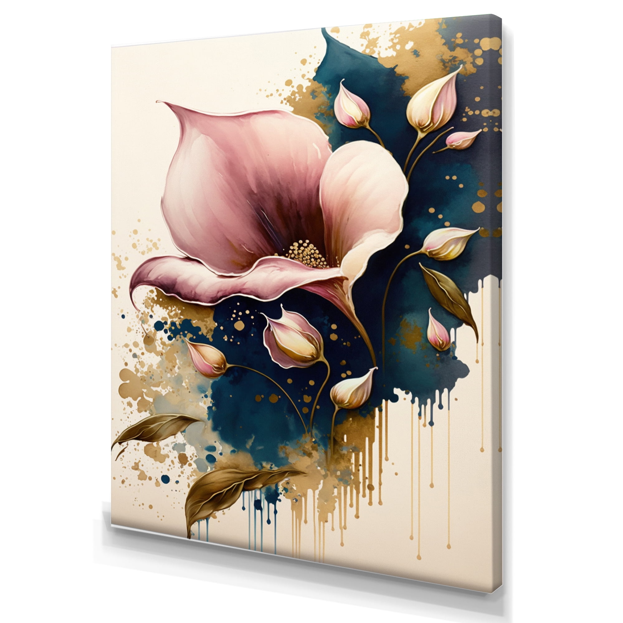 Designart Pink Blooming Cally Lillies III Canvas Wall Art