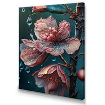 Designart Pink Blooming Cherry Flowers Canvas Wall Art