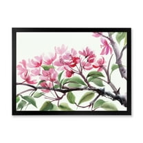Designart 'Pink Blossoming Floral Tree' Traditional Framed Art Print
