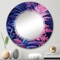 thumbnail image 1 of Designart "Pink Blue Fern Fonds Pastel Hues" Floral Round Wall Mirror - Modern Oval Printed Decorative Oversized Mirror - Multiple Color Options, 1 of 1