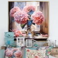 thumbnail image 1 of Designart "Pink Blue Hydrangea love expression" Floral Floater Framed Canvas Print, 1 of 7