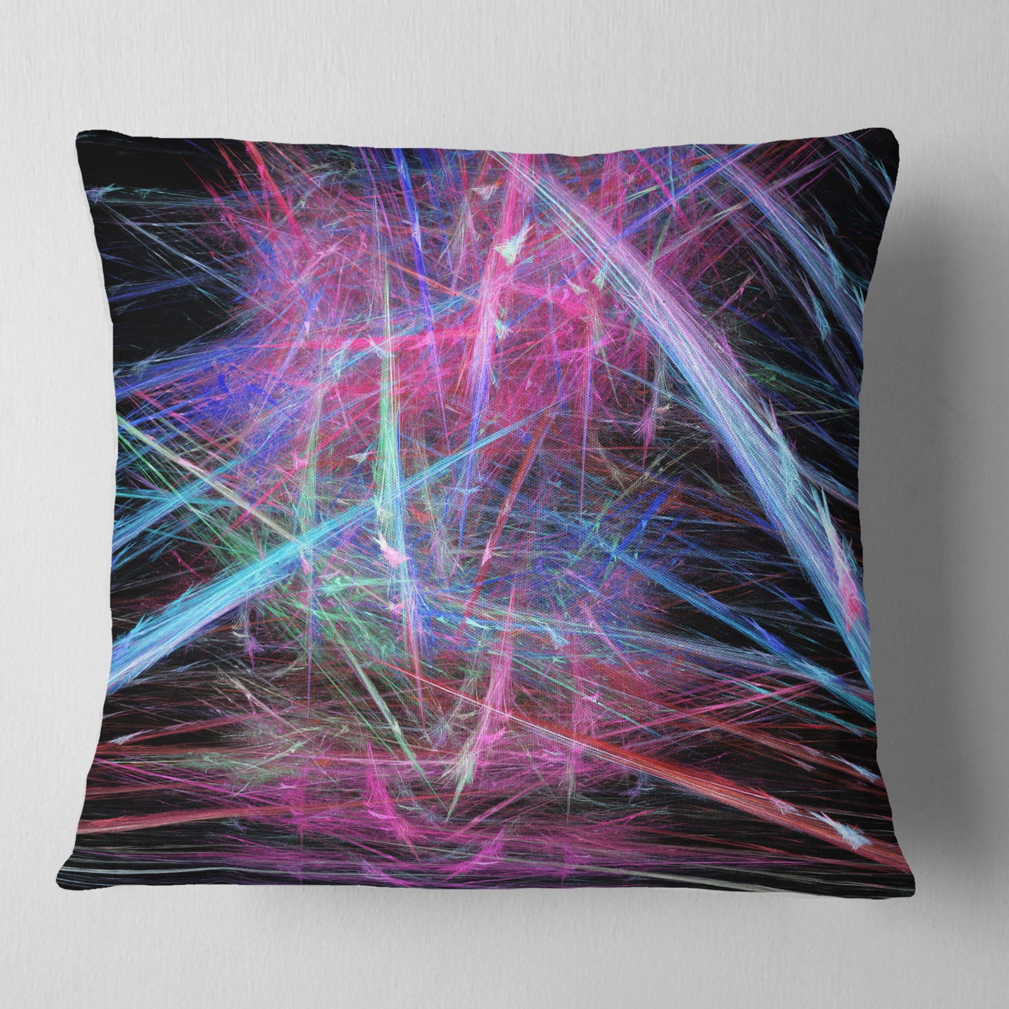 Designart Pink Blue Magical Fractal Pattern - Abstract Throw Pillow - 18x18
