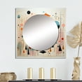 thumbnail image 1 of Designart "Pink Blue Mid Century curious Wonders I" Mid-century Square Mirror For Wall Decor - Large Pink Square Mirror Printed Wall Decor - Mid-Century Square Living Room Mirror, 1 of 5