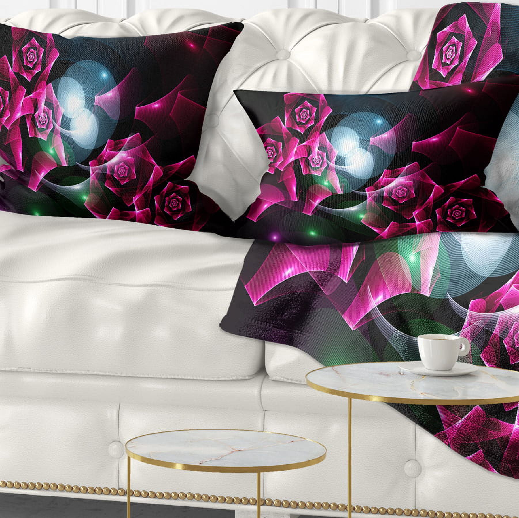 Designart Pink Bouquet of Beautiful Roses - Abstract Throw Pillow - 12x20