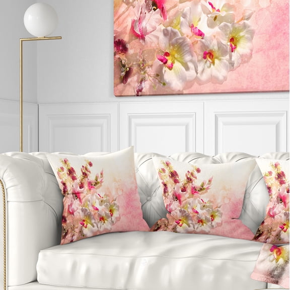 Designart Pink Bouquet of Flowers - Floral Throw Pillow - 18x18