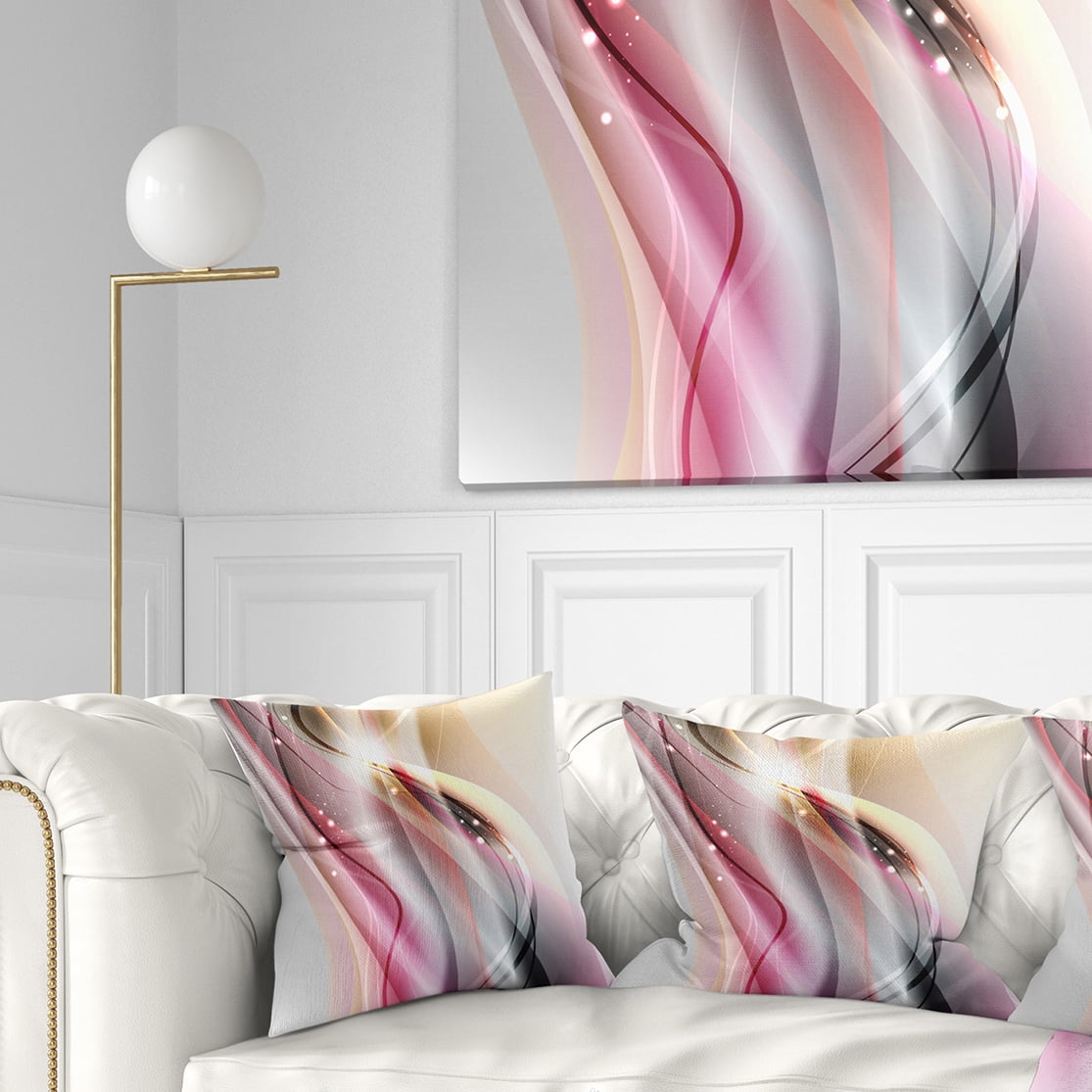 Designart Pink Brown Abstract Lines - Abstract Throw Pillow - 18x18