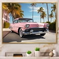 thumbnail image 1 of Designart "Pink Cadillac in Miami I" Transportation Floater Framed Canvas Print, 1 of 7