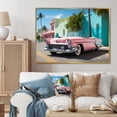 thumbnail image 1 of Designart "Pink Cadillac in Miami II" Transportation Floater Framed Wall Decor, 1 of 7