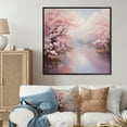 thumbnail image 1 of Designart "Pink Cherry Blossom love expression IV" Cherry Blossom Floater Framed Canvas Wall Art, 1 of 7