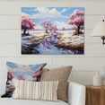 thumbnail image 1 of Designart "Pink Coral Riverside Serenity Coastal Tranquility" Lakes & Rivers Metal Art Print, 1 of 5