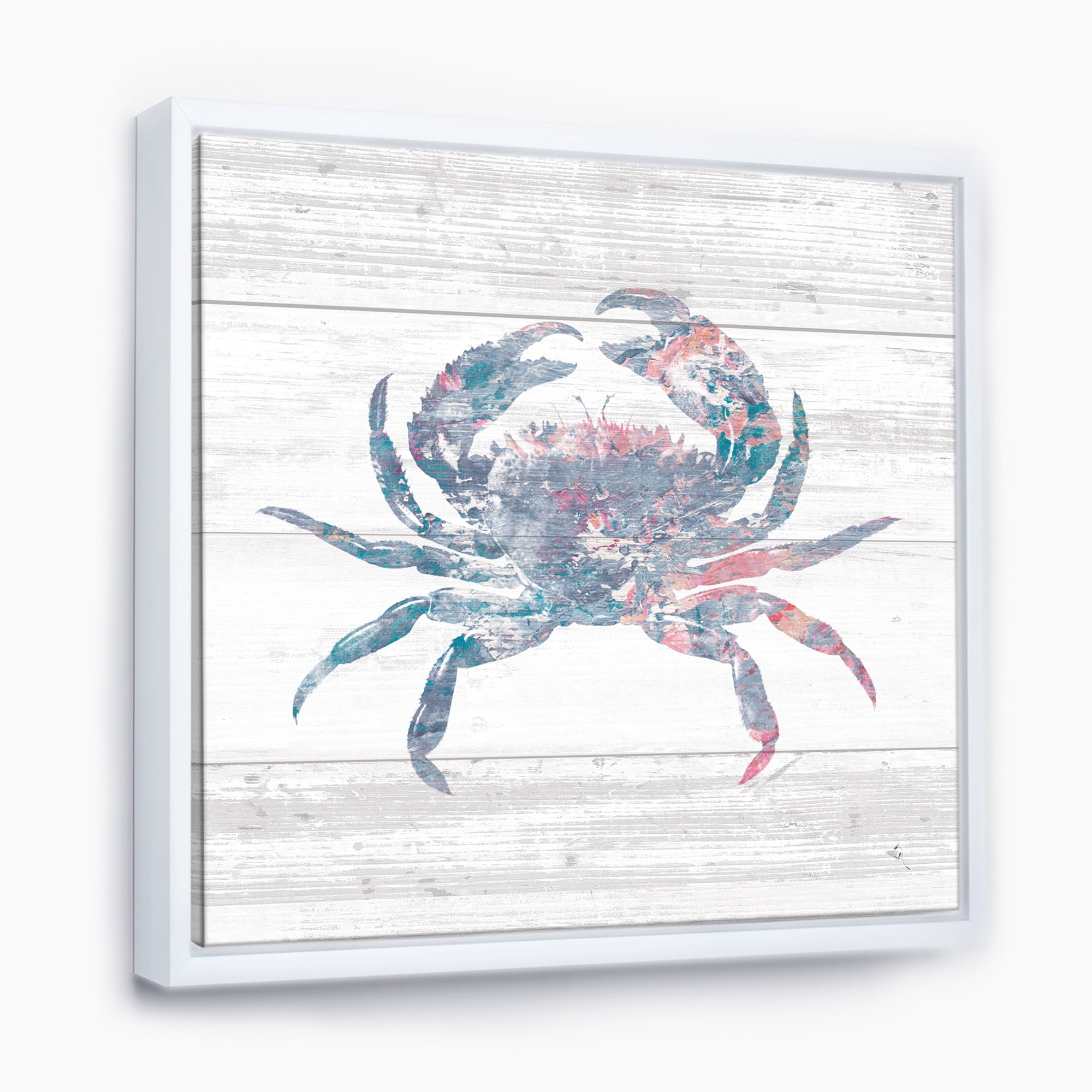 Designart ' Pink Crab Ocean Life ' Nautical & Coastal Framed Canvas