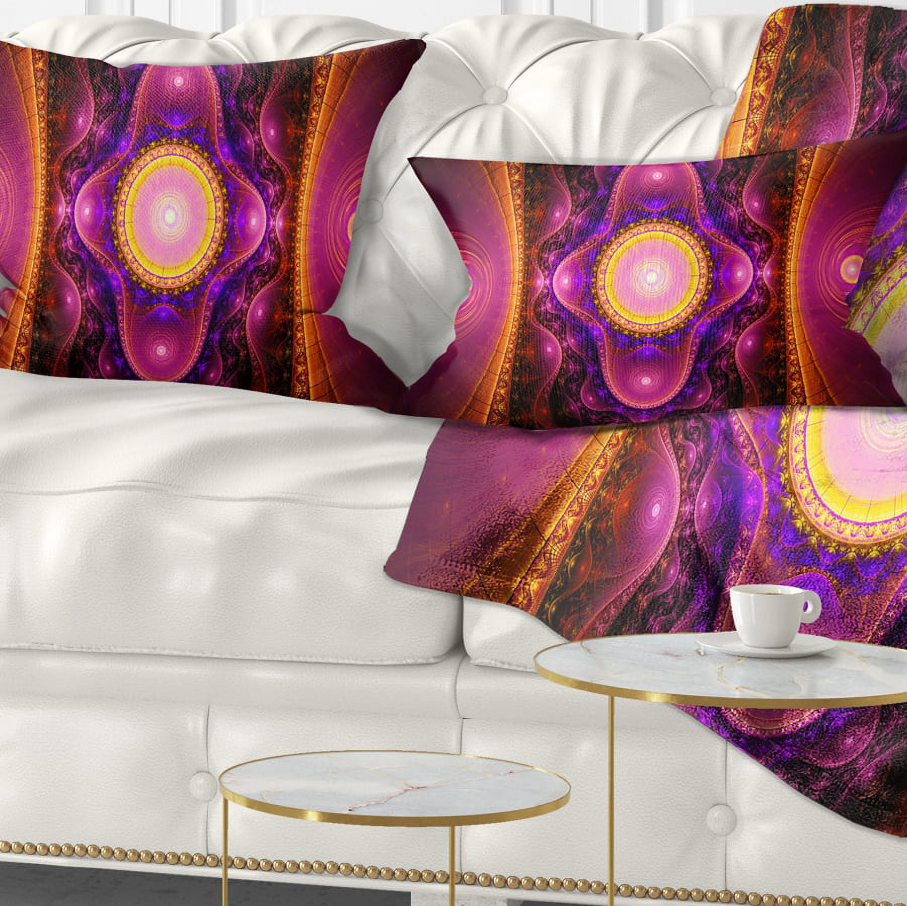 Designart Pink Cryptical Fractal Design - Abstract Throw Pillow - 12x20