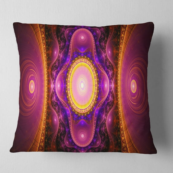 Designart Pink Cryptical Fractal Design - Abstract Throw Pillow - 18x18