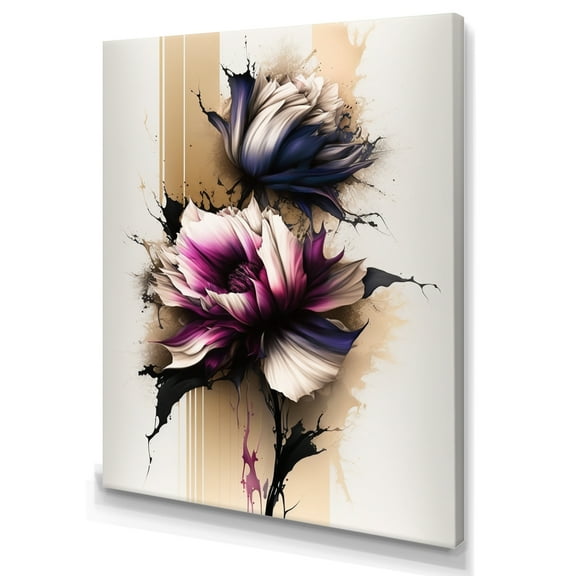 Designart Pink Dahlia Flower On Abstract Fusion I Canvas Wall Art