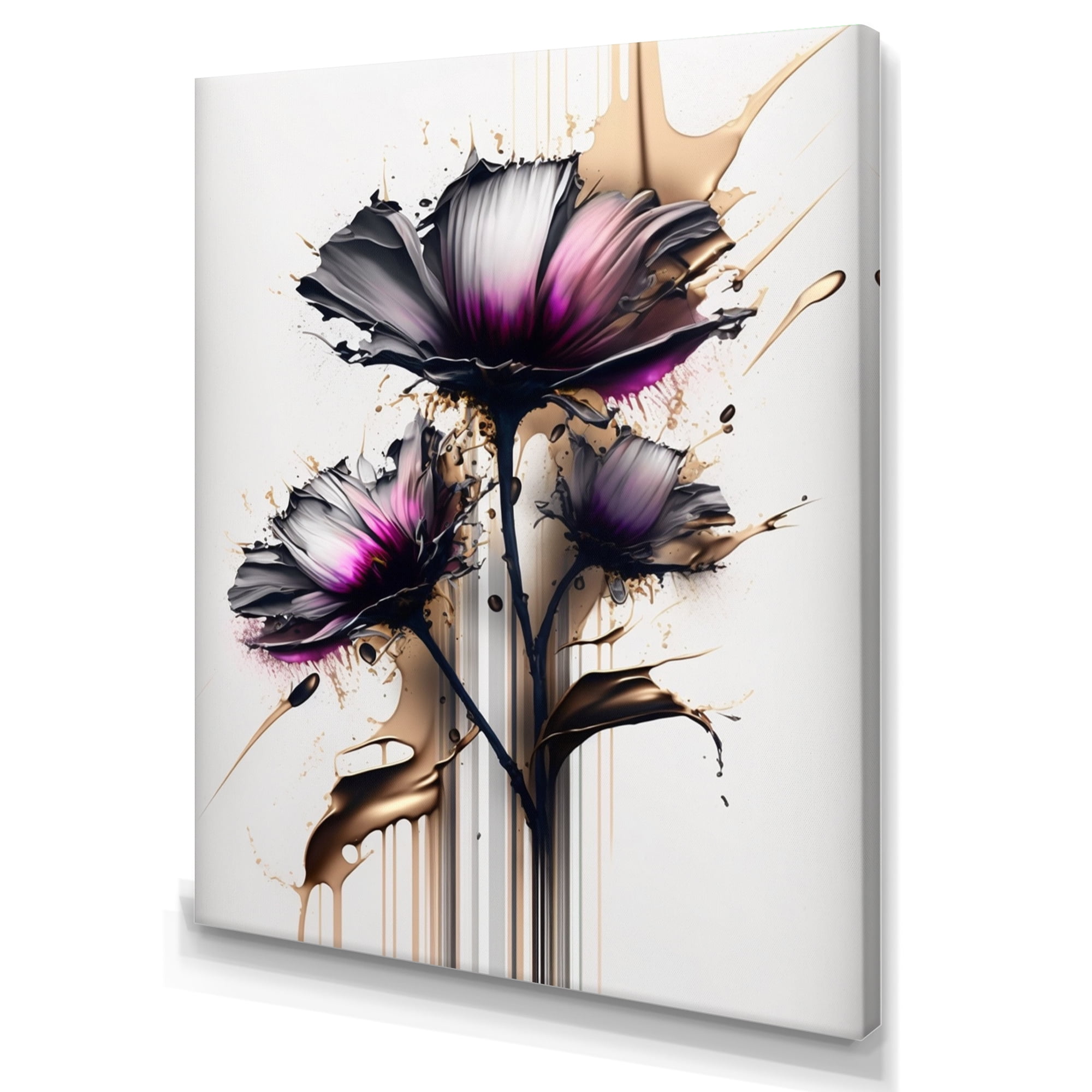Designart Pink Daisy Flower On Abstract Fusion III Canvas Wall Art