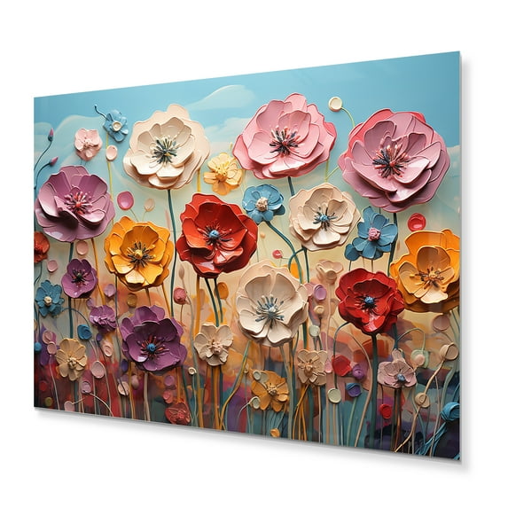 Designart "Pink Dandelion pasture Melody I" Floral Metal Wall Art