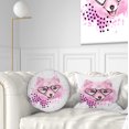 thumbnail image 1 of Designart Pink Dog with Heart Glasses - Contemporary Animal Throw Pillow - 12x20, 1 of 5