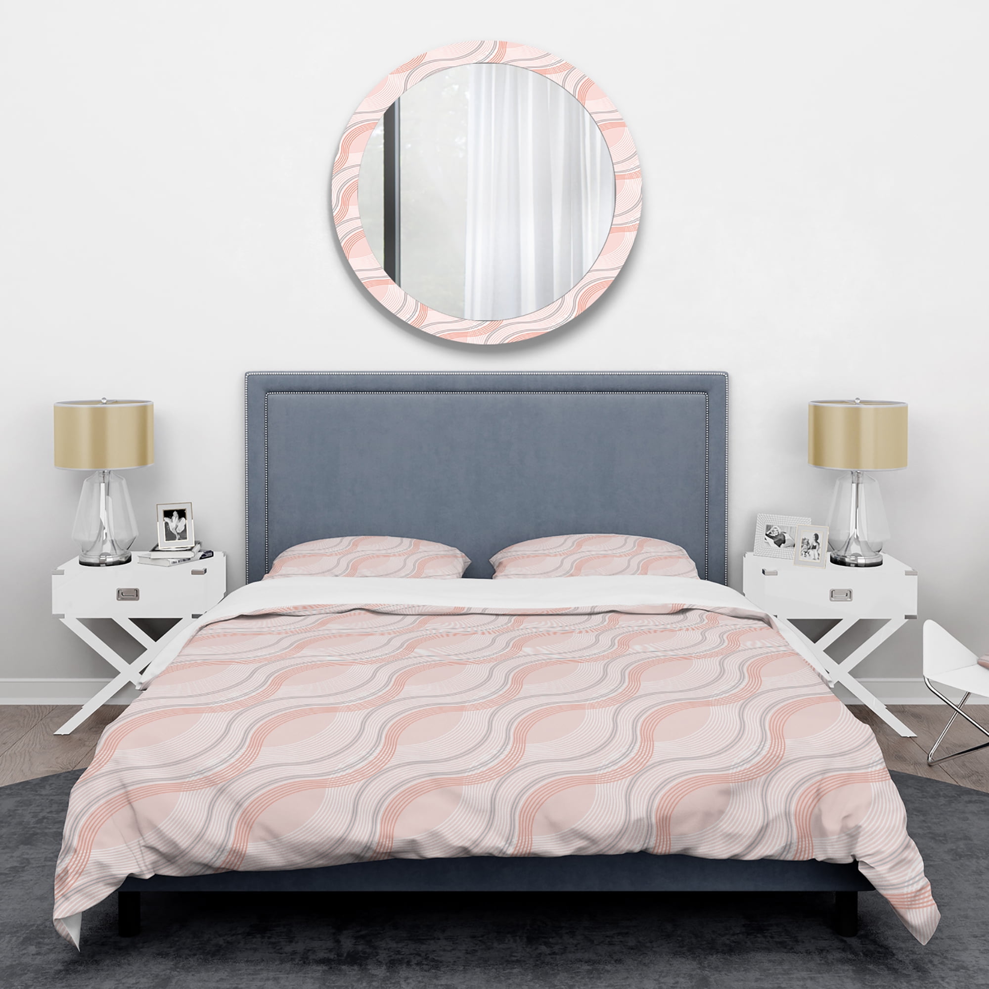Designart 'Pink Elegant Pastel Waves' Mid-Century Modern Duvet Cover Set