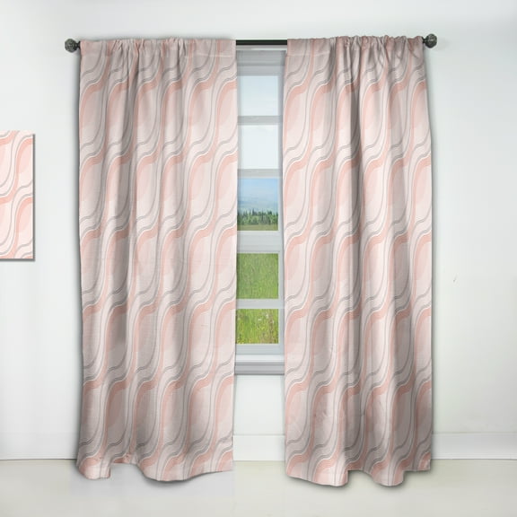Designart 'Pink Elegant Pastel Waves Retro' Mid-Century Modern Curtain Panel