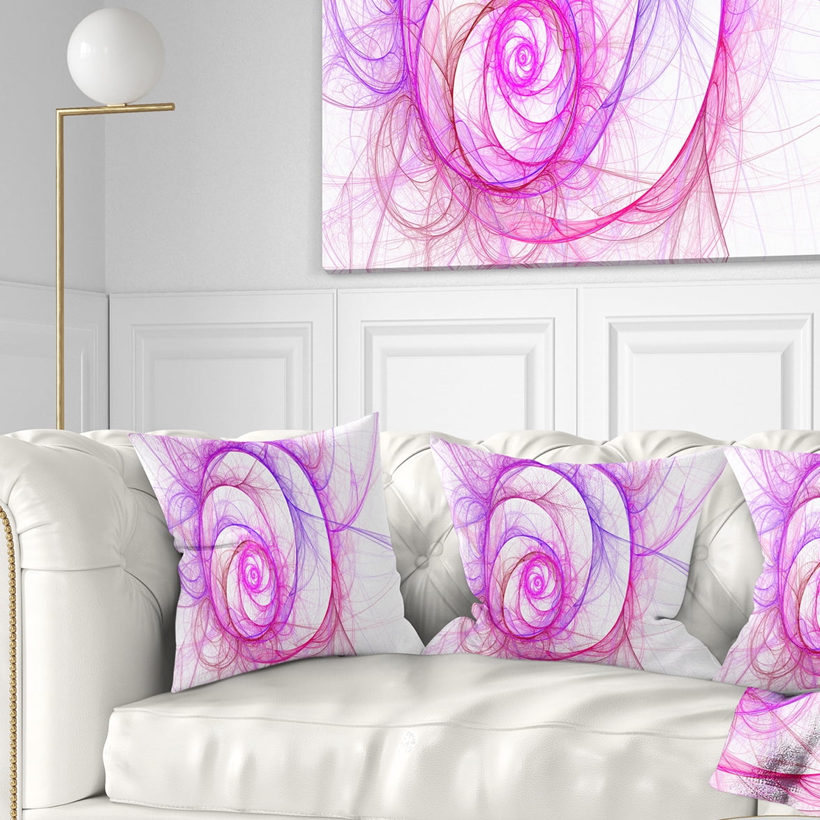 Designart Pink Exotic Flower Pattern - Floral Throw Pillow - 16x16