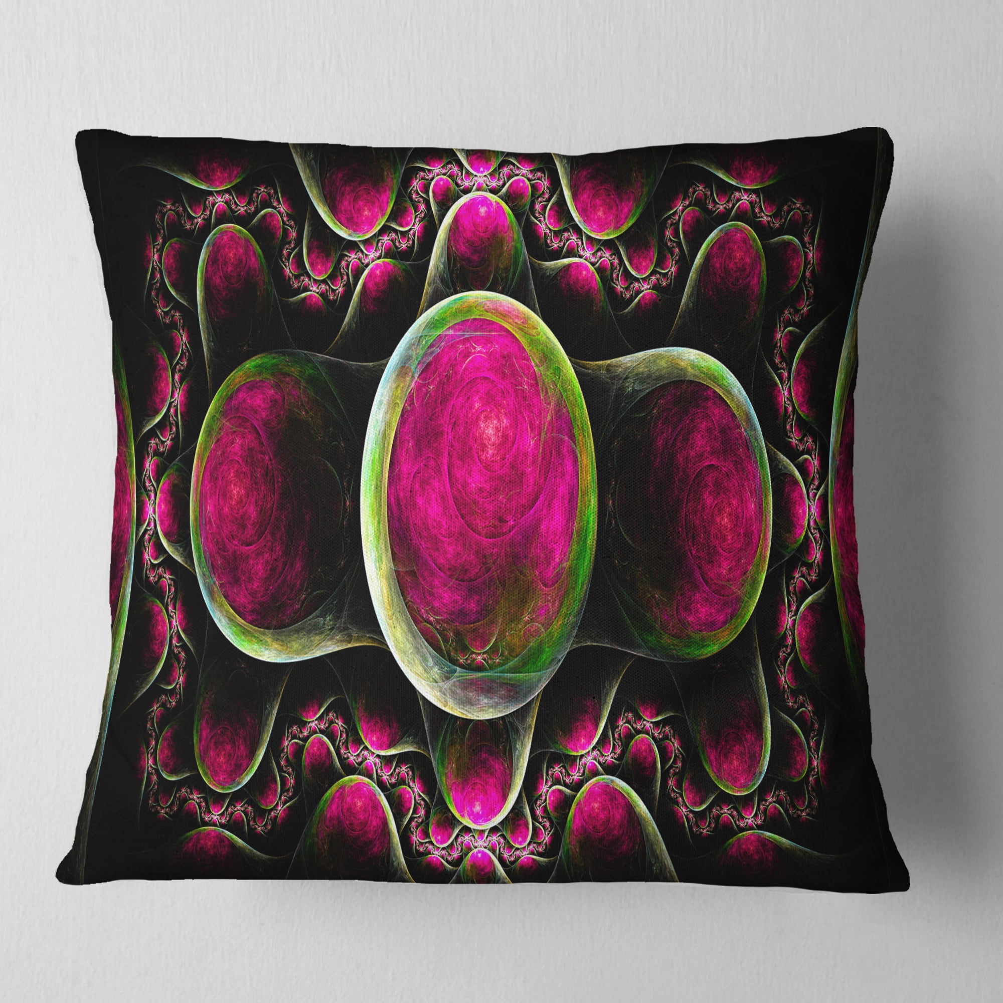 Designart Pink Exotic Fractal Pattern - Abstract Throw Pillow - 18x18