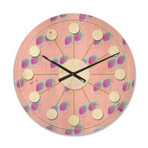 Designart 'Pink Fashion Abstract Retro Pattern I' Mid-Century Modern Wood Wall Clock