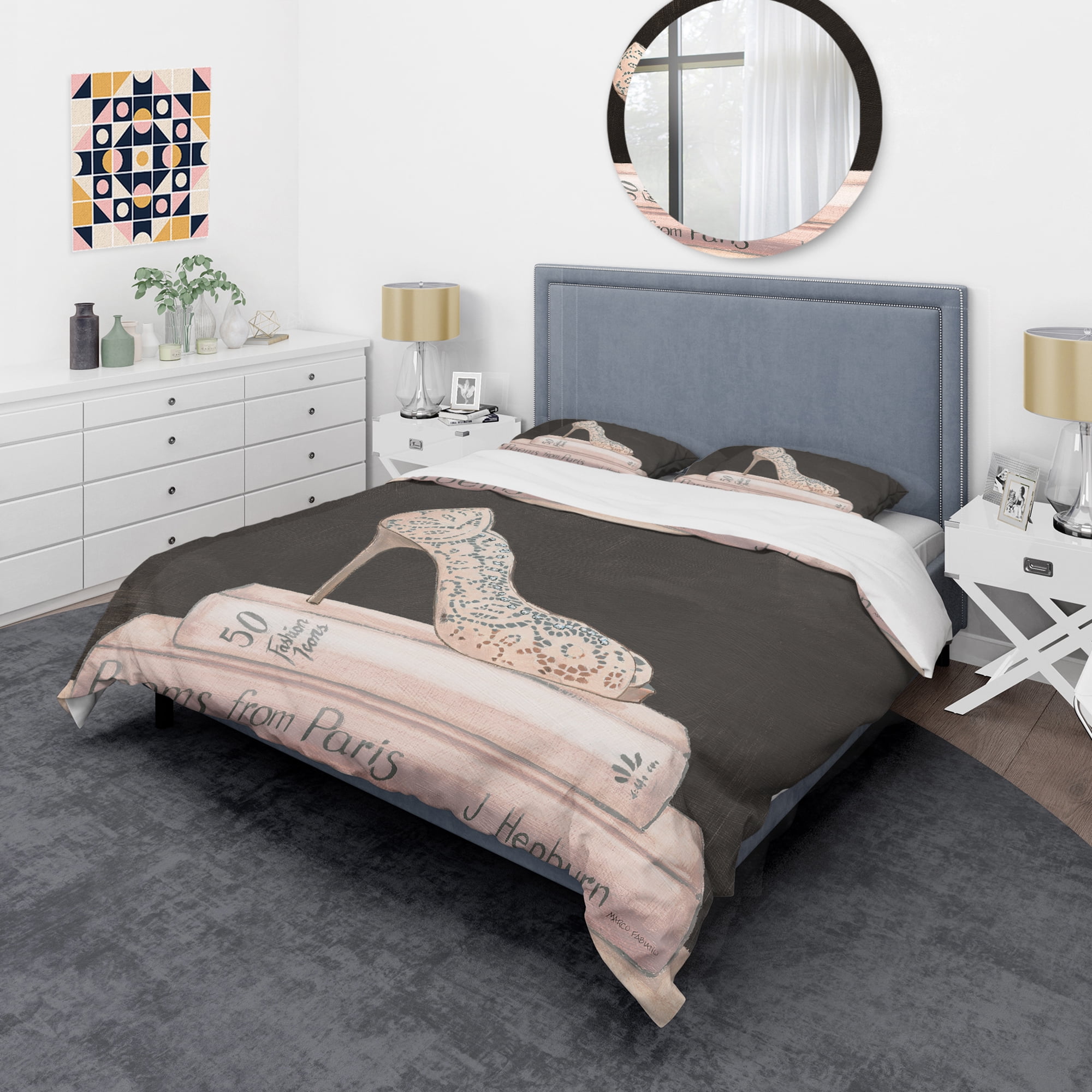 Designart 'Pink Fashion & Glam high heels I' Glam Duvet Cover Set