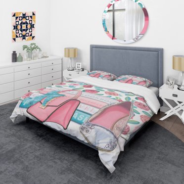 Designart 'Pink Fashion high heels I' Glam Duvet Cover Set