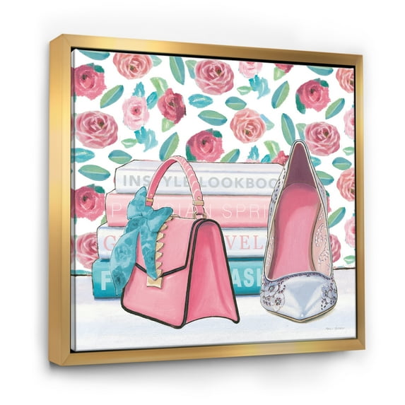 Designart ' Pink Fashion high heels I ' Posh & Luxe Framed Canvas