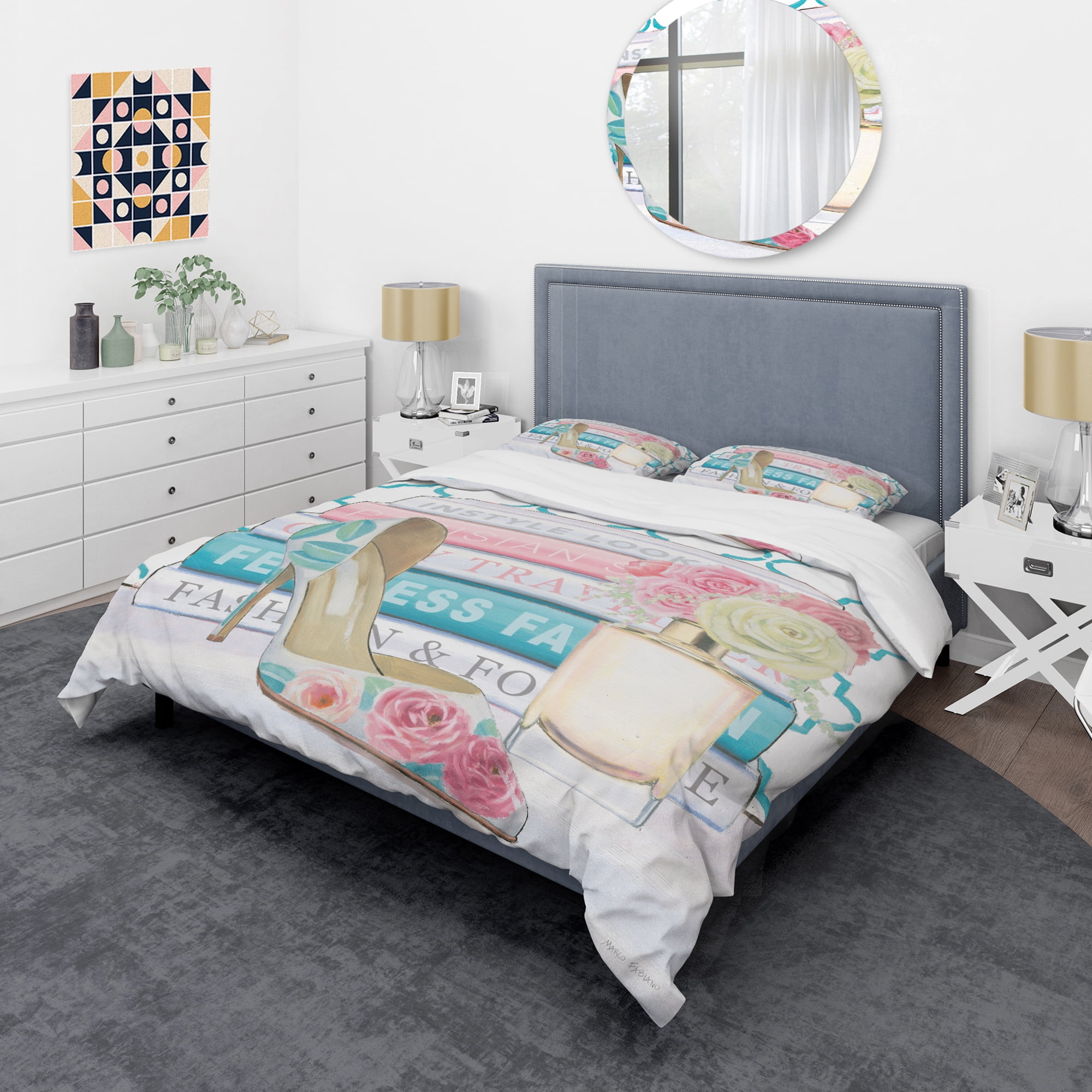 Designart 'Pink Fashion high heels II' Glam Duvet Cover Set