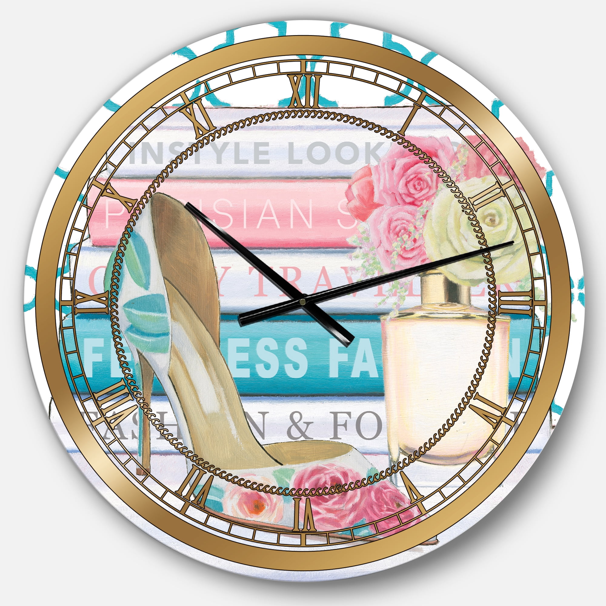 Designart 'Pink Fashion high heels II' Glam wall clock