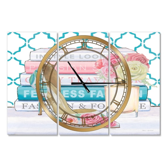 Designart 'Pink Fashion high heels II' Traditional wall clock