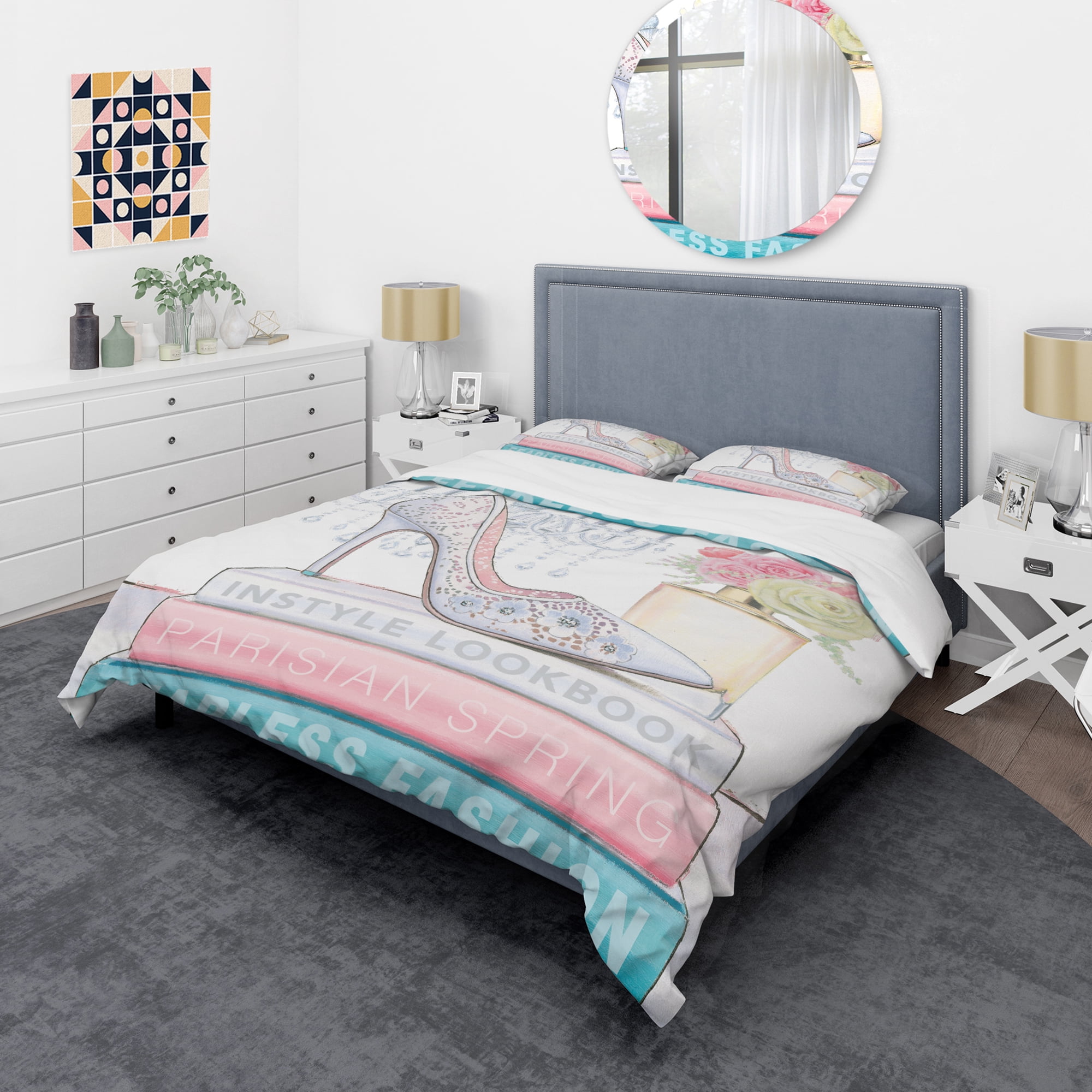 Designart 'Pink Fashion high heels III' Glam Duvet Cover Set