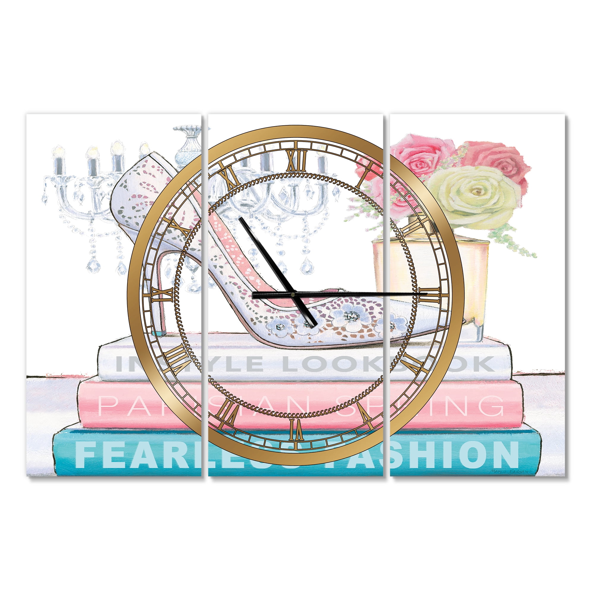 Designart 'Pink Fashion high heels III' Traditional Wall Clock