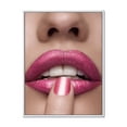 thumbnail image 1 of Designart 'Pink Female Lips With Finger On Mouth' Modern Framed Canvas Wall Art Print, 1 of 5