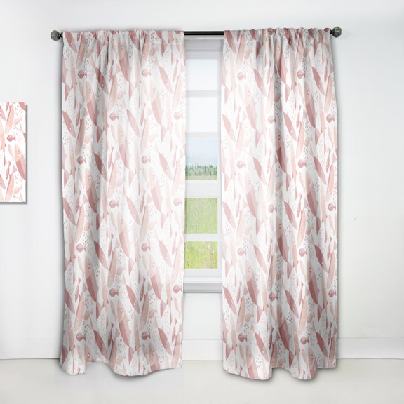 Designart 'Pink Fishes Retro Pattern' Mid-Century Modern Curtain Panel
