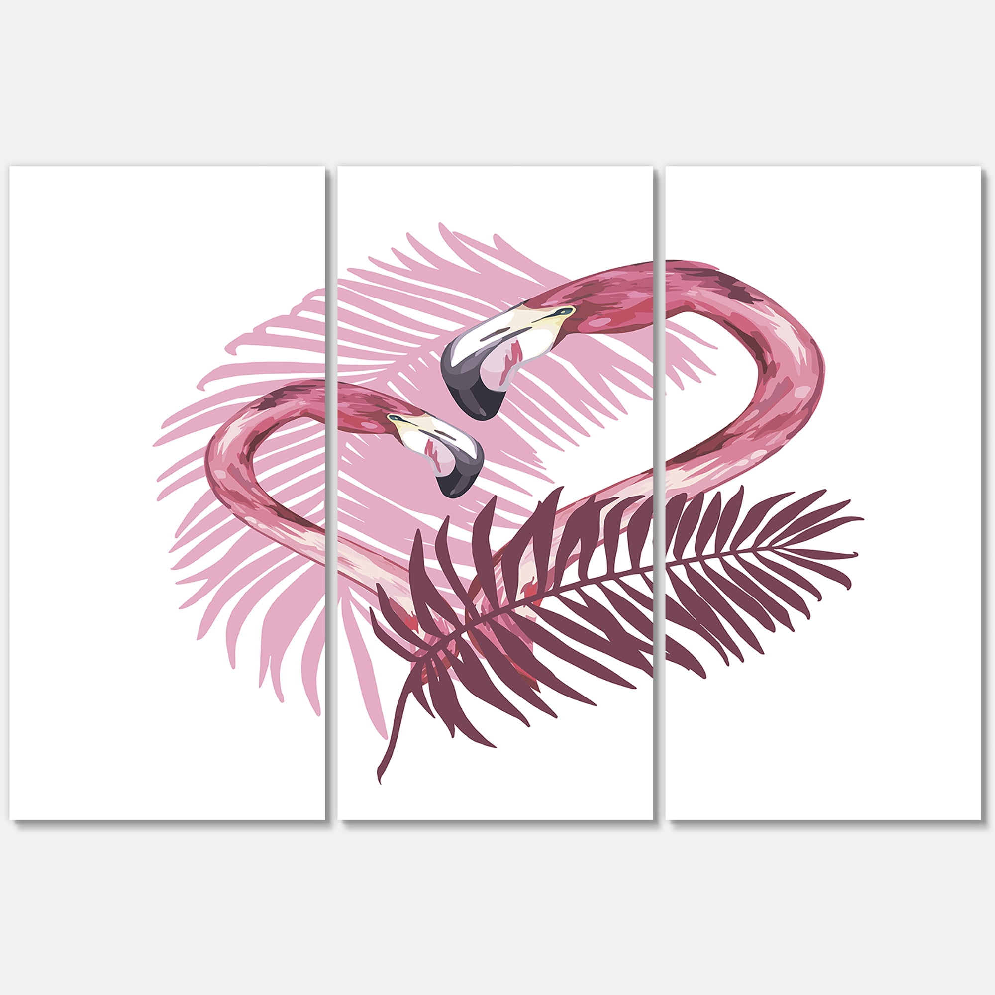 Designart ' Pink Flamingo In Tropical Summer I ' Traditional Canvas Wall Art Print
