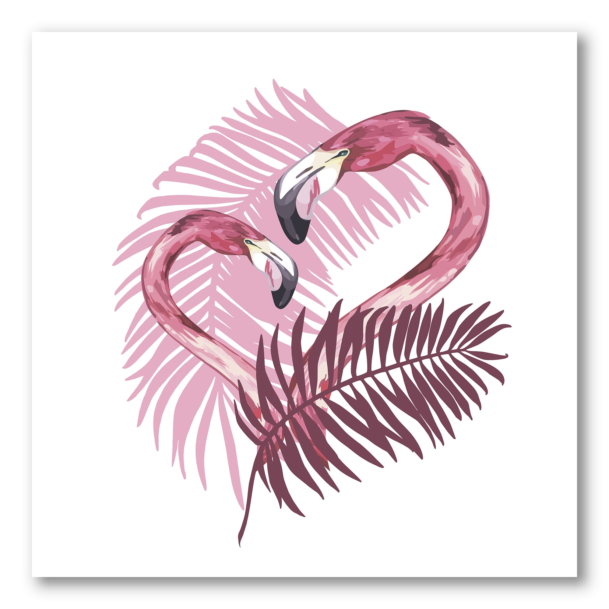 Designart ' Pink Flamingo In Tropical Summer I ' Traditional Canvas Wall  Art Print