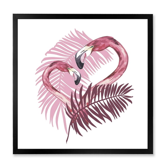 Designart 'Pink Flamingo In Tropical Summer I' Traditional Framed Art Print